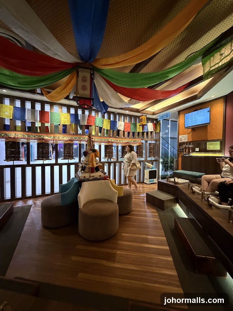 Tibetan-themed relaxation area