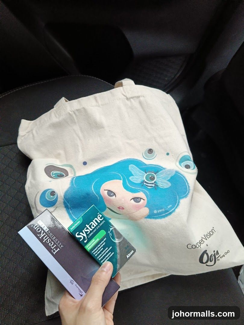 Eye Drops and Tote Bag