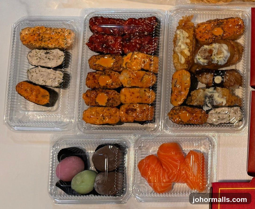 Assorted Sushi and Desserts