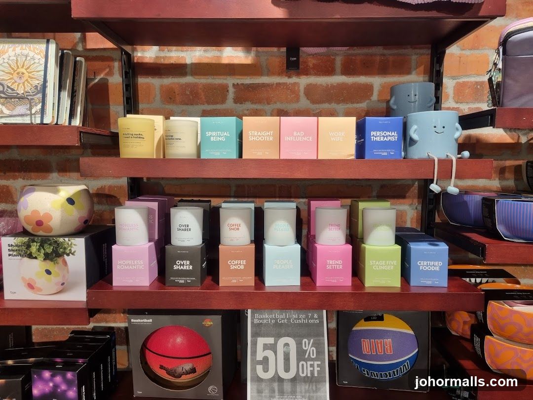 Candles and decorative items on shelves