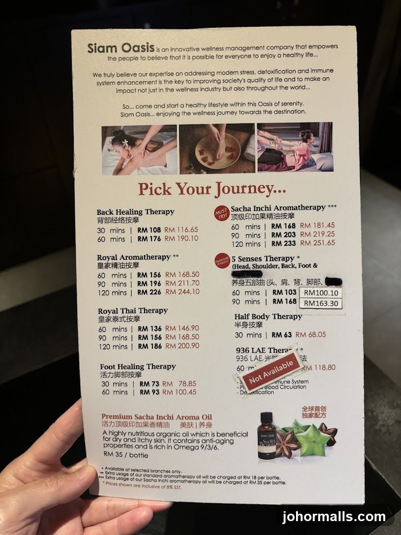 Siam Oasis Pick Your Journey...
