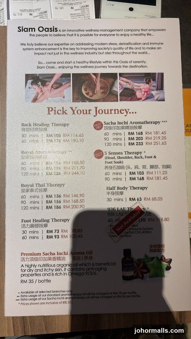 Siam Oasis Pick Your Journey...