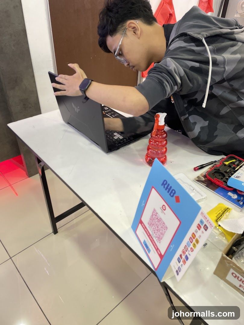 Person working on a laptop