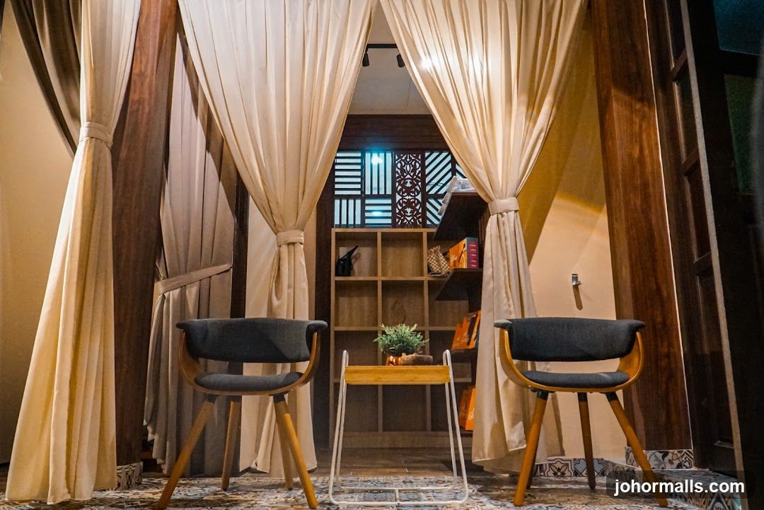 Cozy Seating Area with Shelving