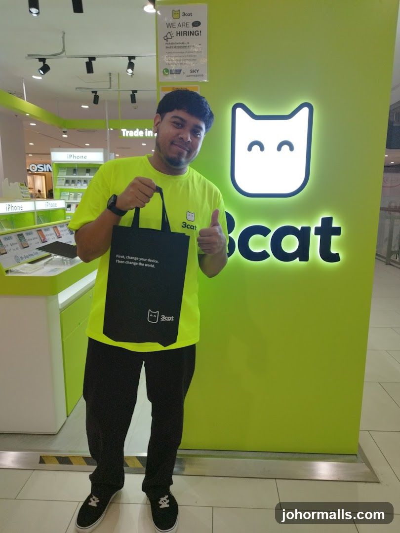 Employee with branded tote bag