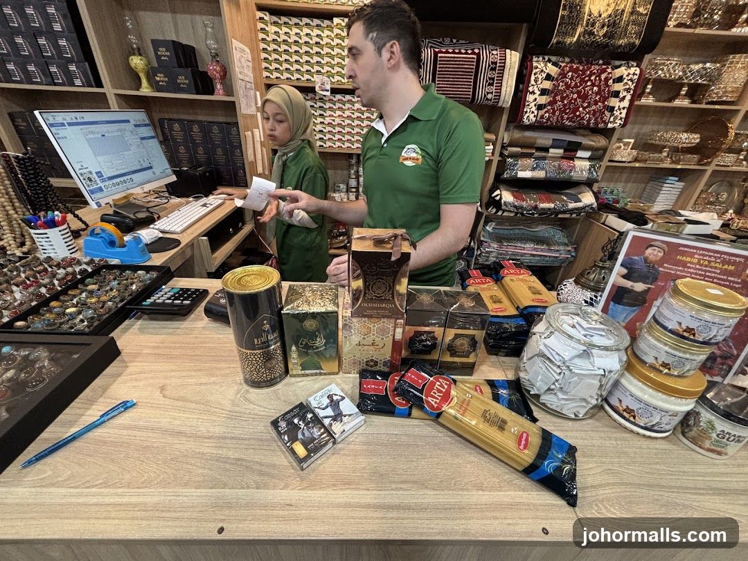Shop Counter with Staff and Products