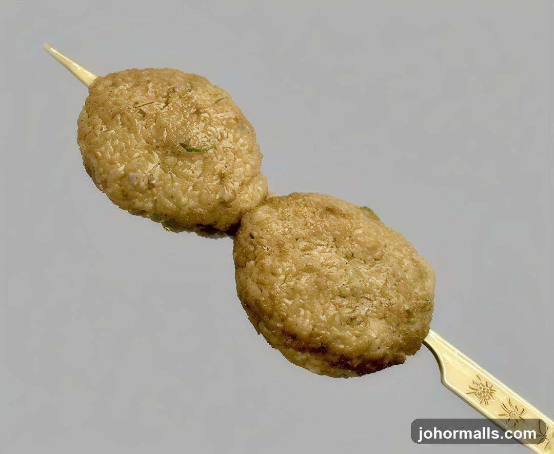 Two rice cakes on a skewer