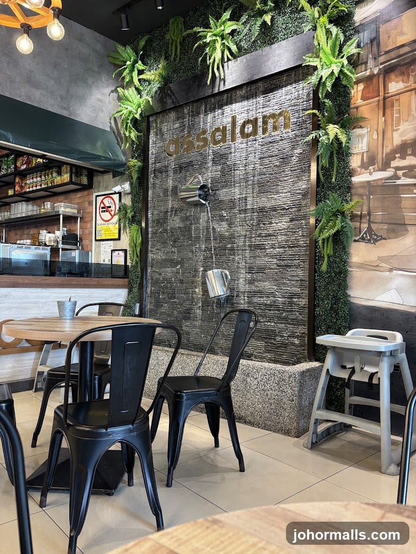 Restaurant Interior with Waterfall Feature