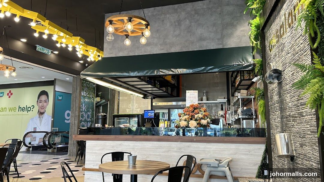 Cafe Interior with Floral Arrangement