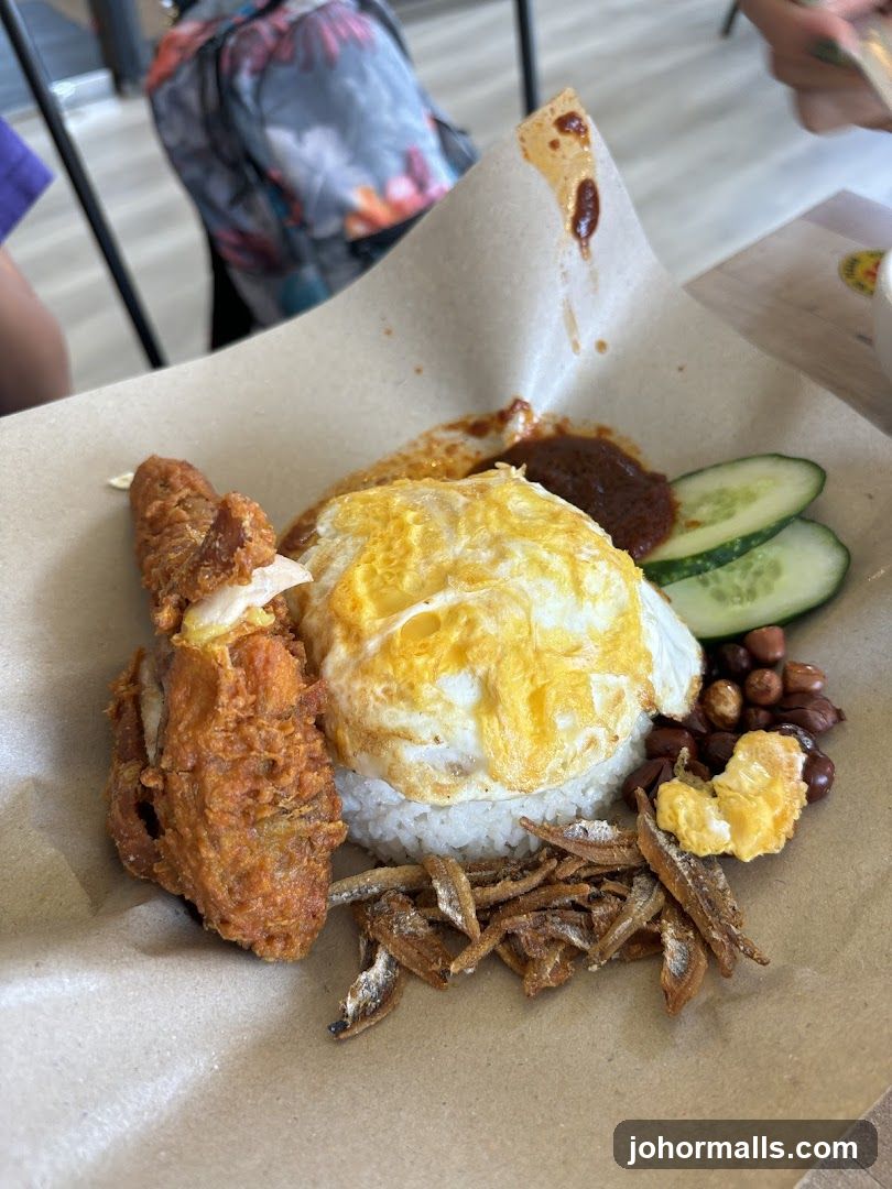 Nasi Lemak with Fried Chicken