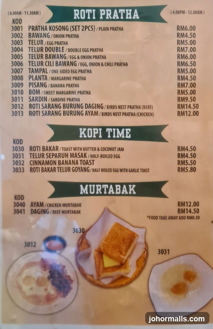 ROTI PRATHA, KOPI TIME, MURTABAK