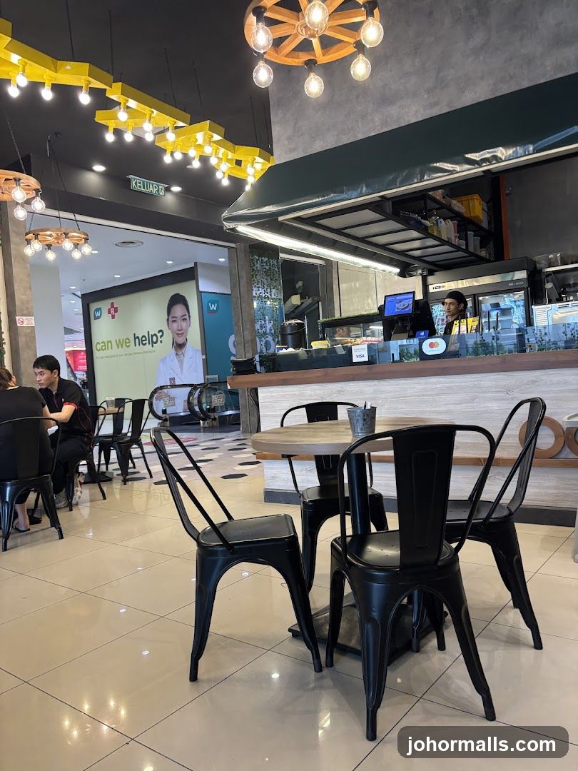 Cafe Interior with Seating and Counter