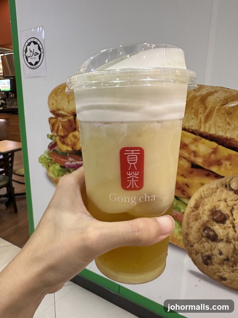 Gong Cha Drink with Food Background