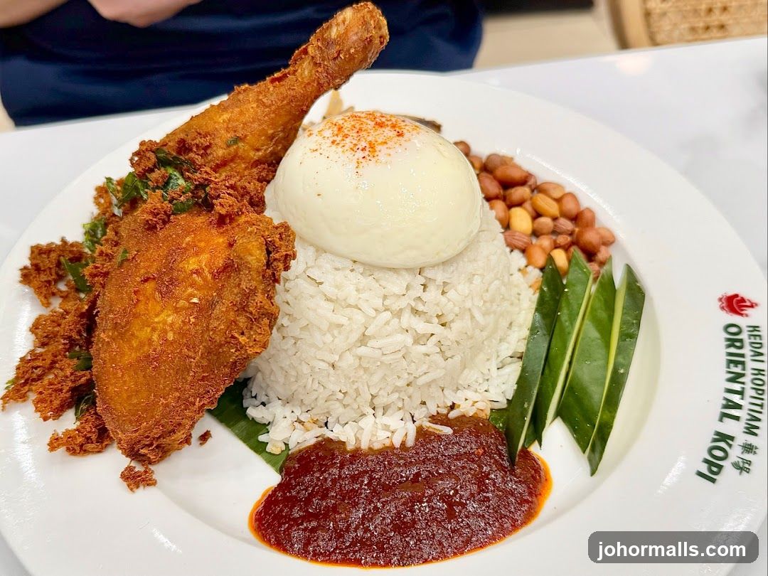 Nasi Lemak with Fried Chicken