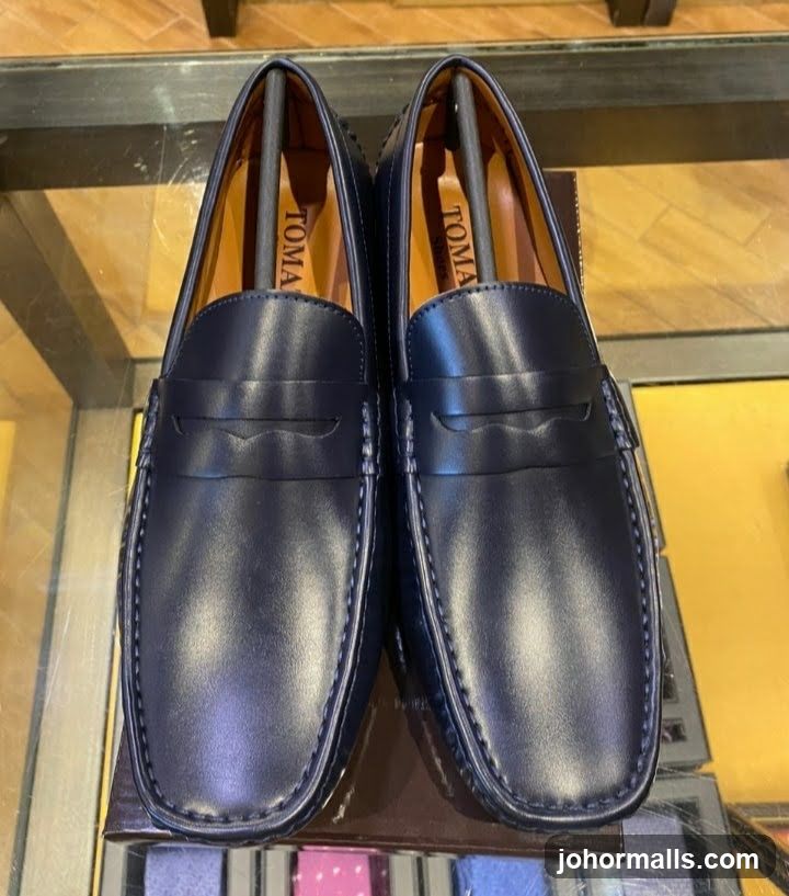 Navy Leather Loafers