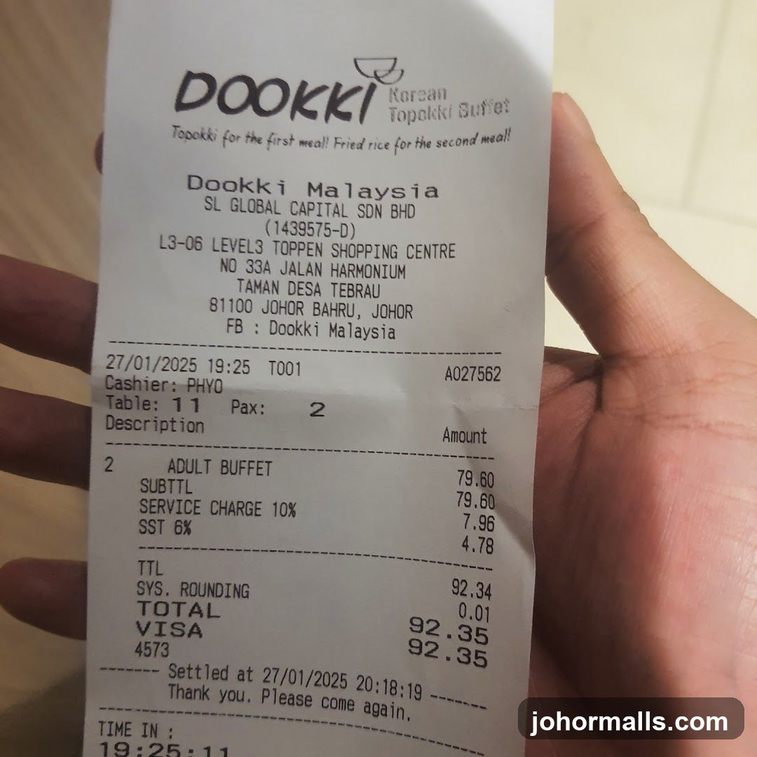 Dookki Malaysia Receipt