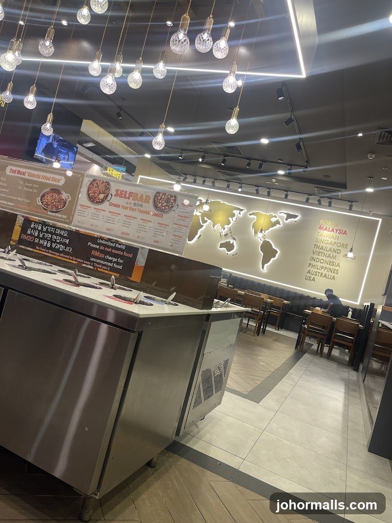 Restaurant Interior with Self-Serve Sauce Bar