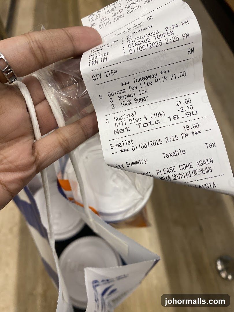 Receipt and Takeaway Drinks