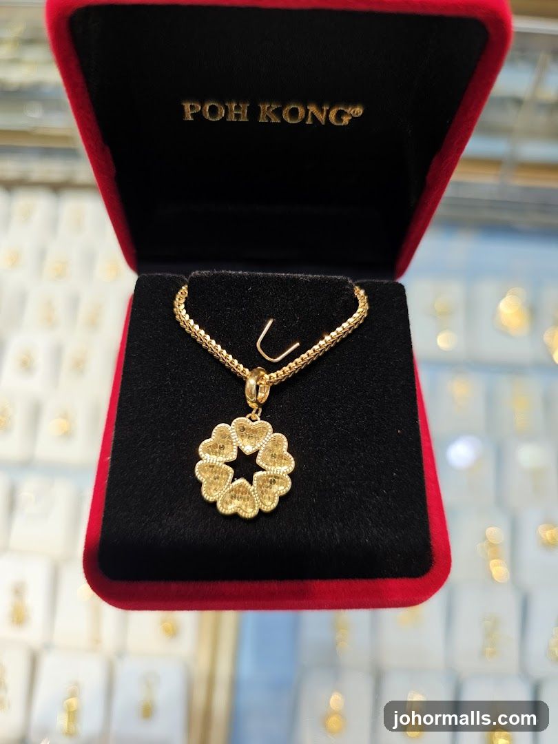 Gold pendant in a jewelry box