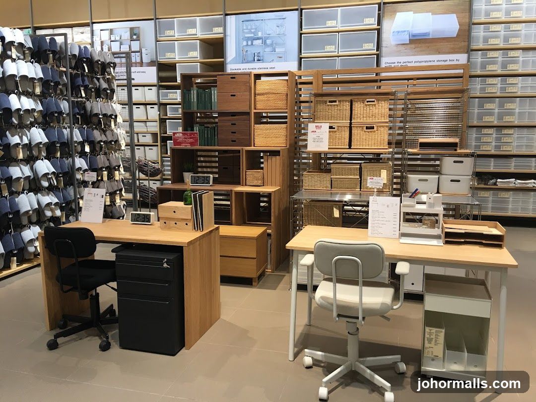 Store Interior with Desks and Storage