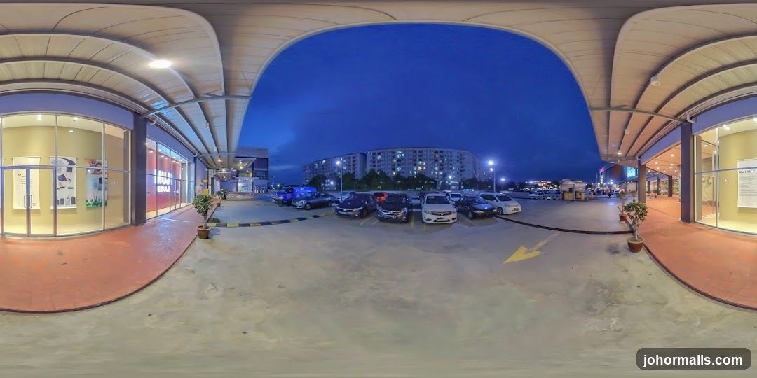 Parking Lot and Building Facade at Dusk