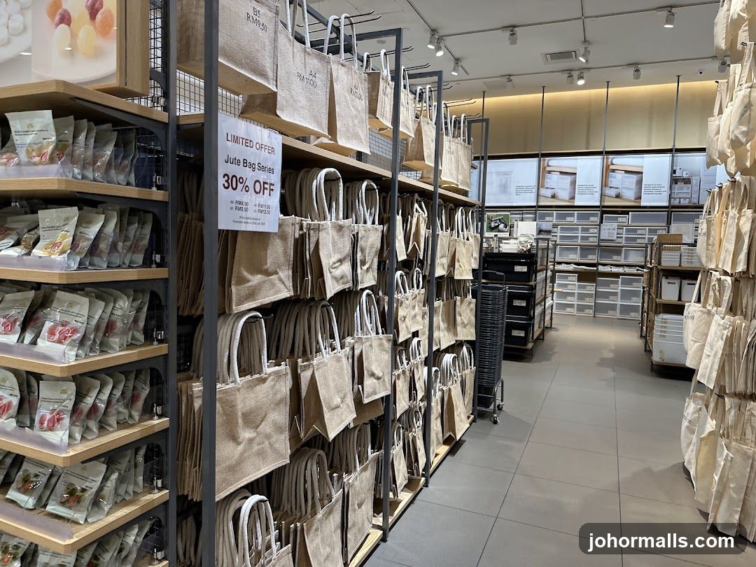 Store Interior with Jute Bags and Packaged Goods