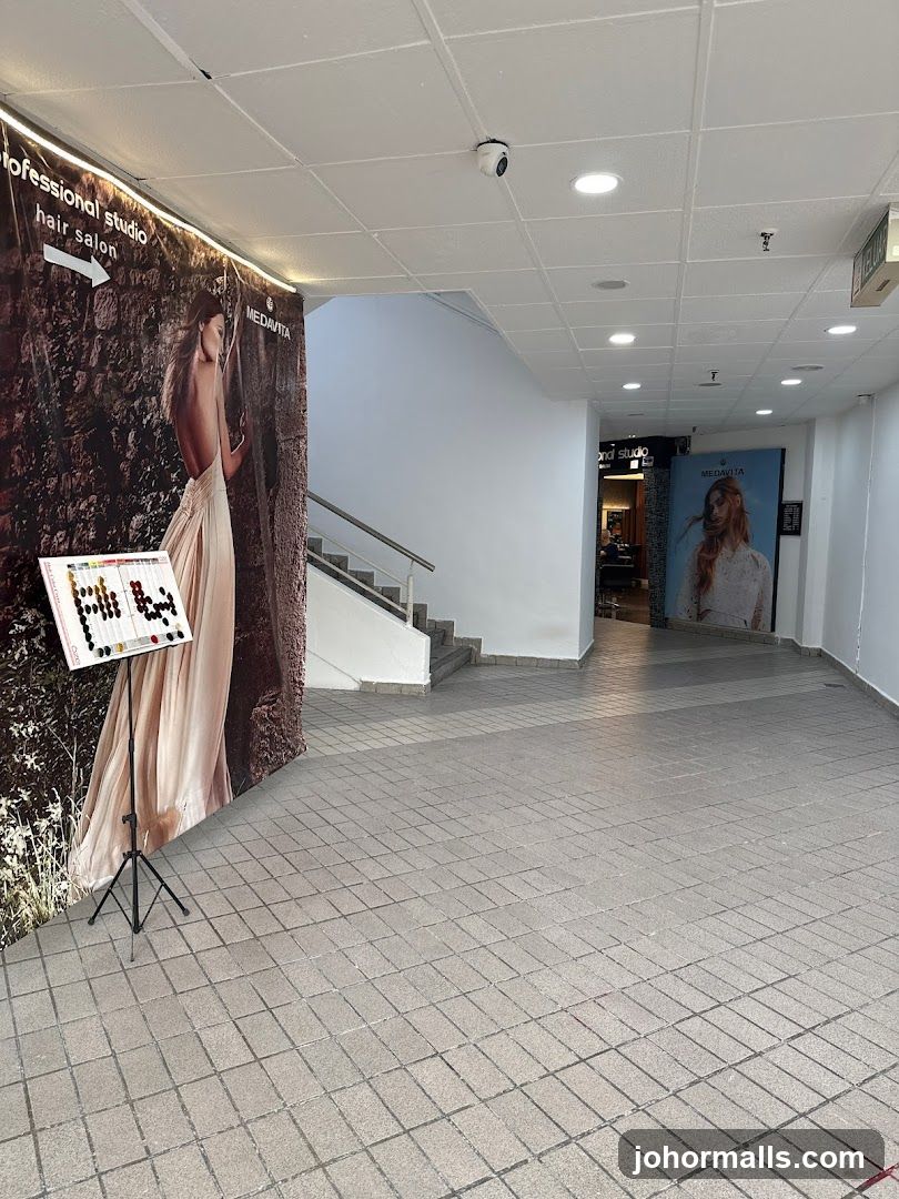 Hair Salon Entrance with Promotional Display