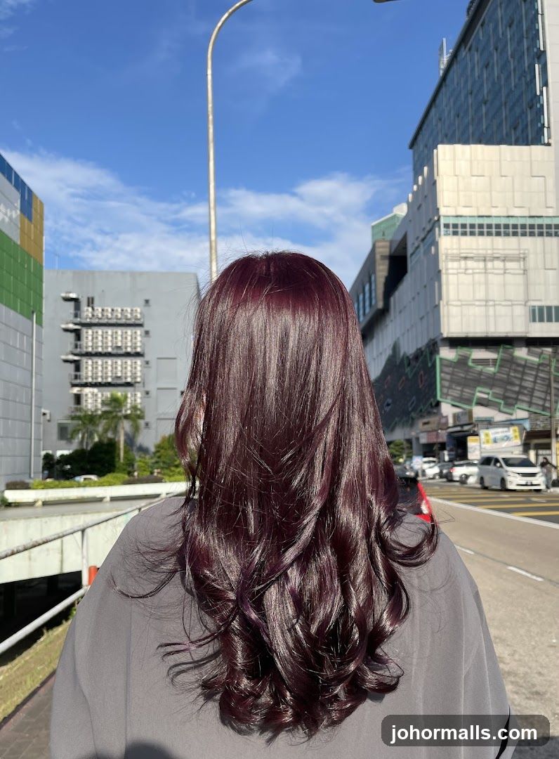 Woman with dark purple hair