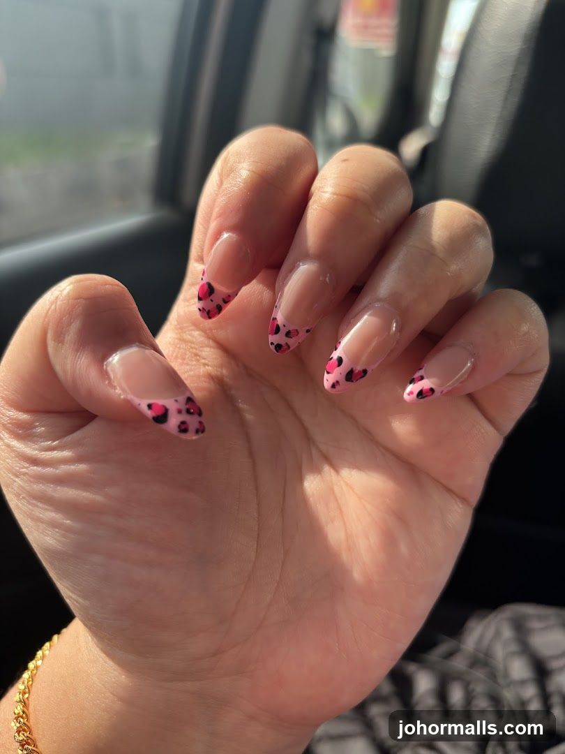 Leopard Print French Tip Nails