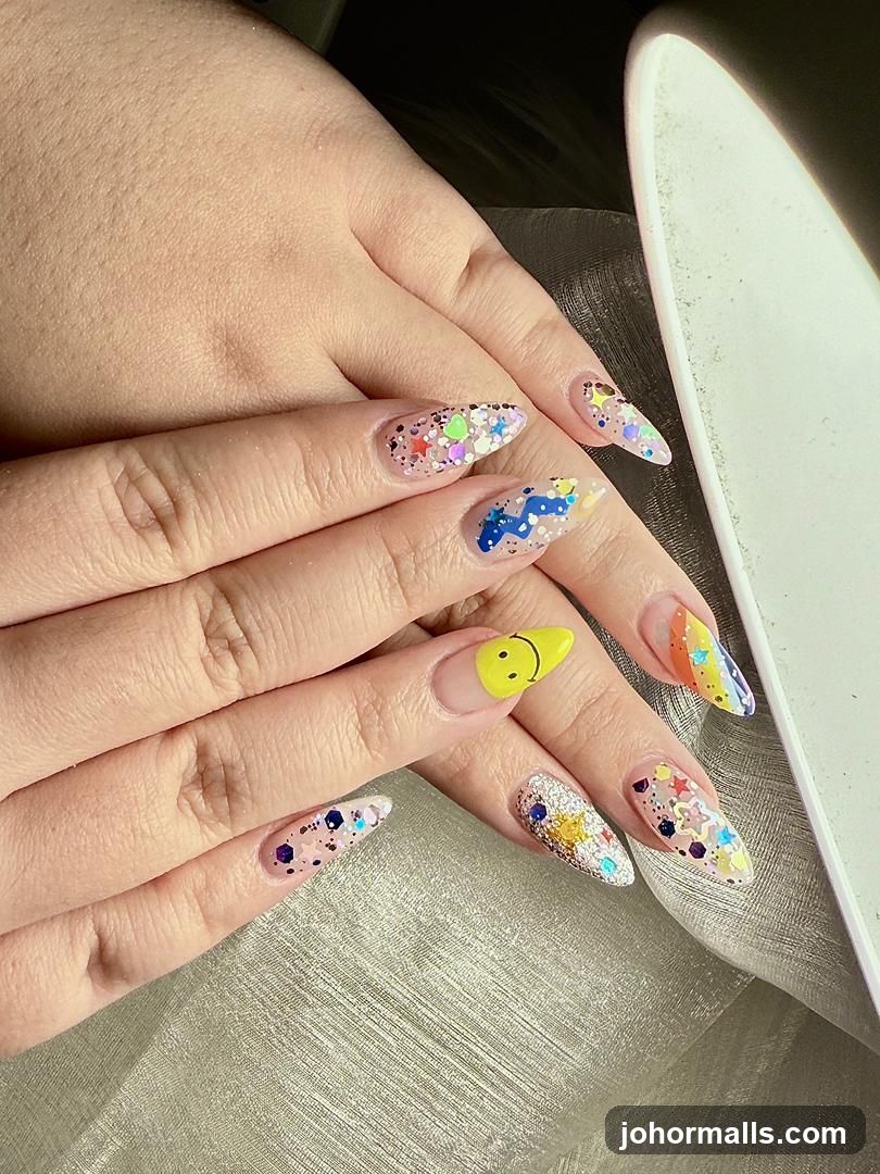 Nails with colorful designs