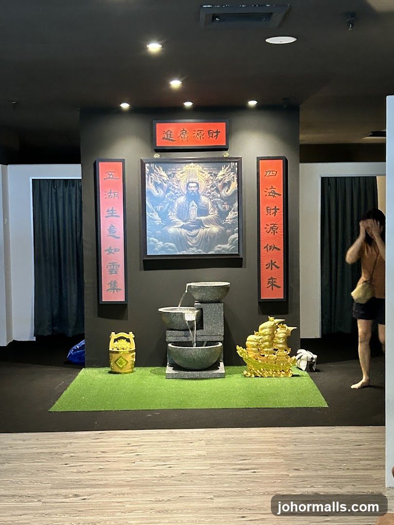 Decorative Display with Fountain and Artwork