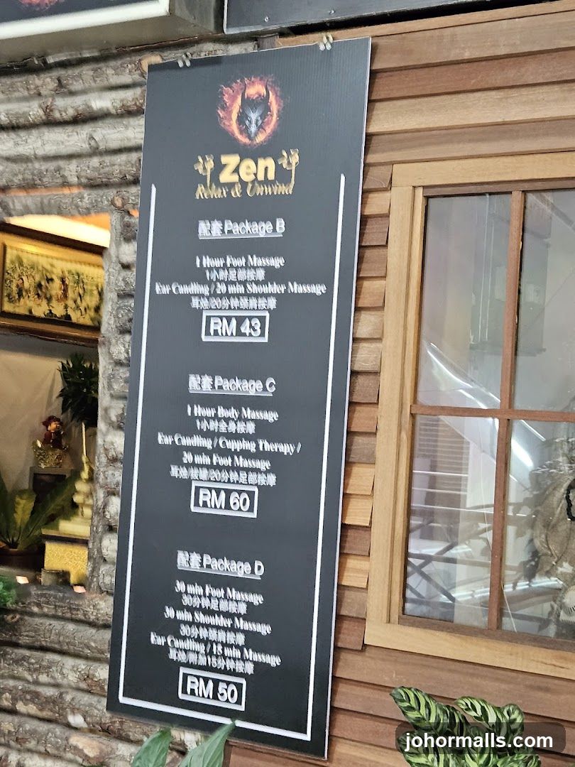 Zen Relax & Unwind Menu