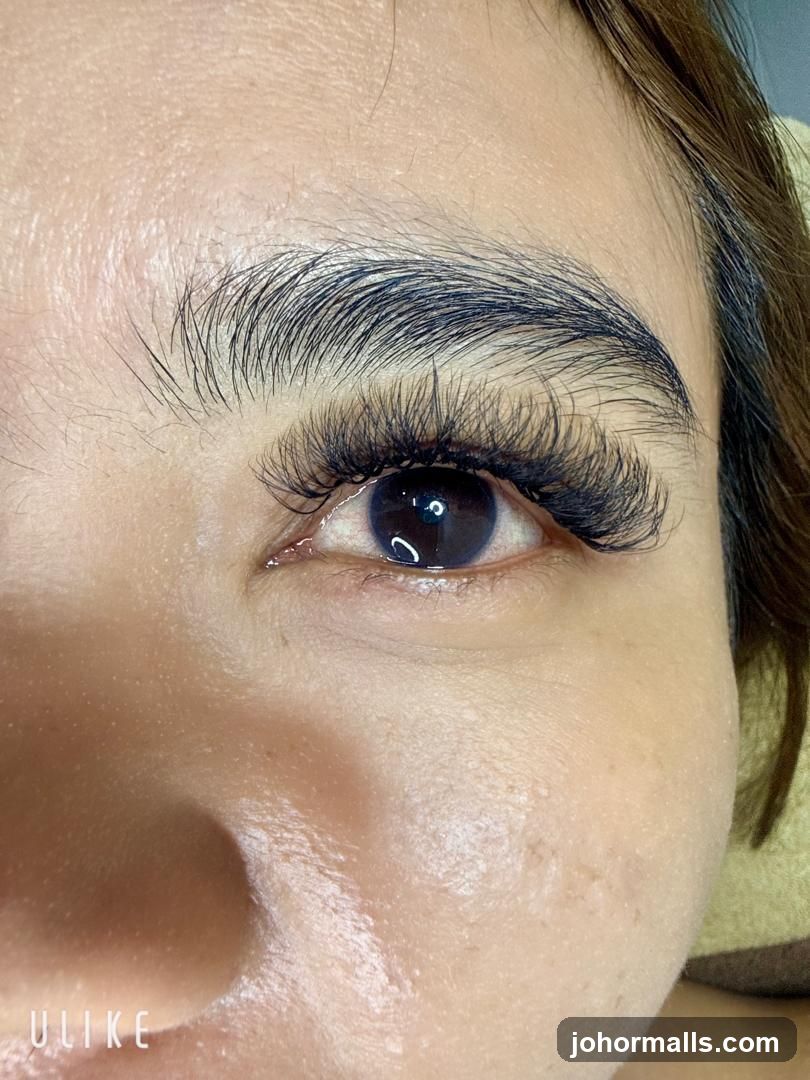 Close-up of an eye with dramatic false eyelashes