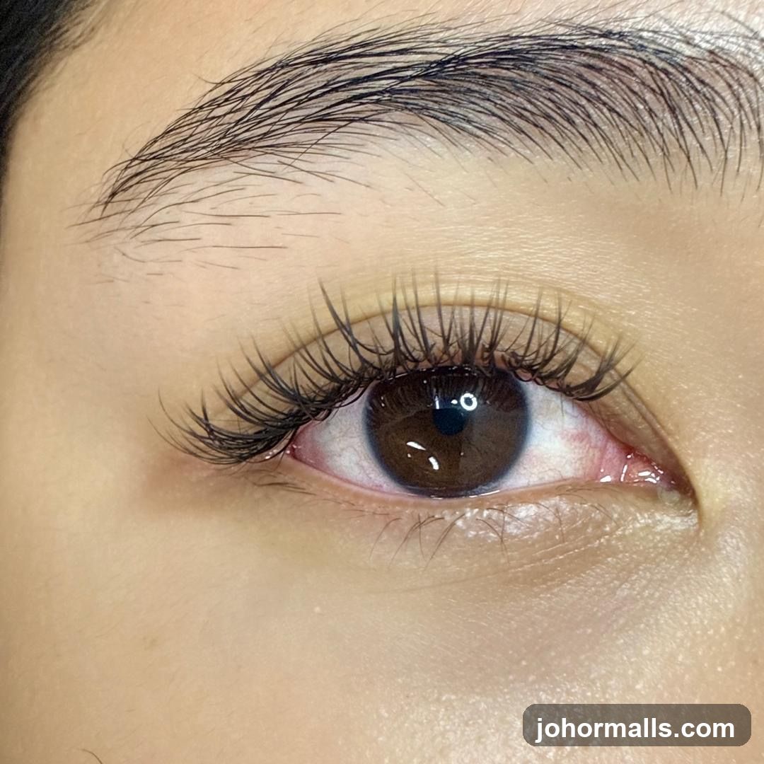 Close-up of an eye with eyelash extensions