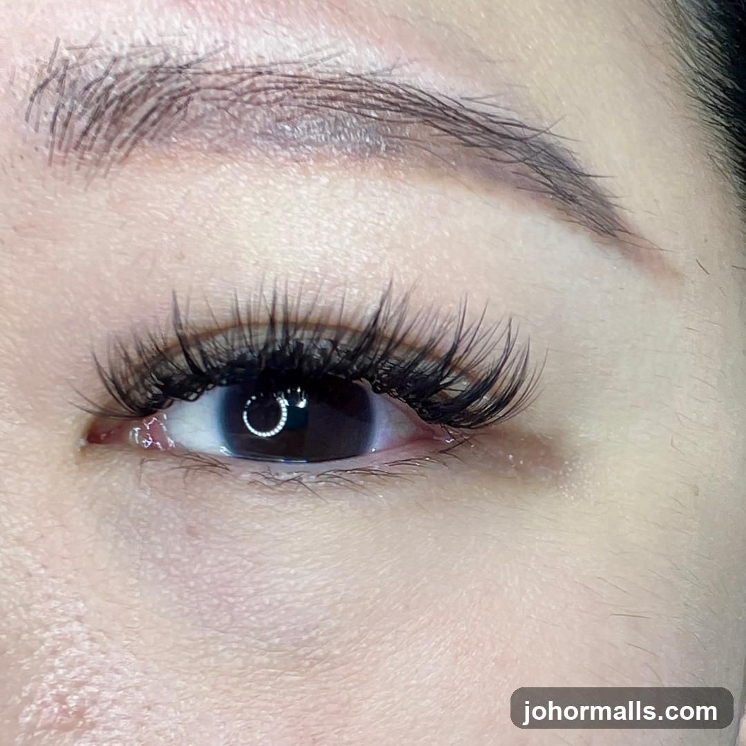 Close-up of an eye with dramatic false eyelashes