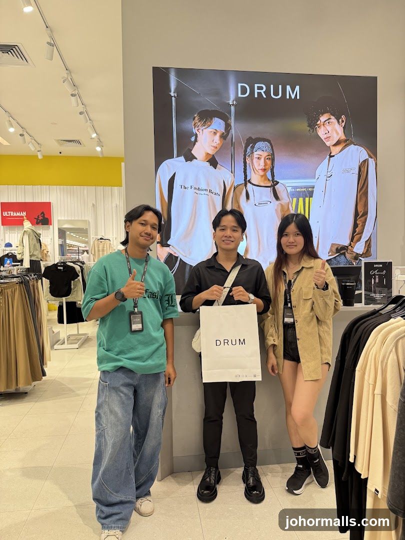 People Posing in Front of a Store Display