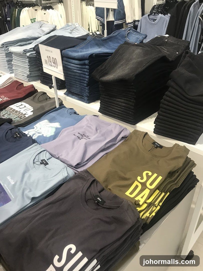 Folded T-shirts and Jeans Display