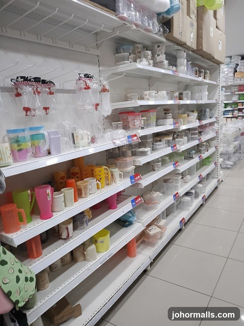 Kitchenware and Storage Containers on Shelves