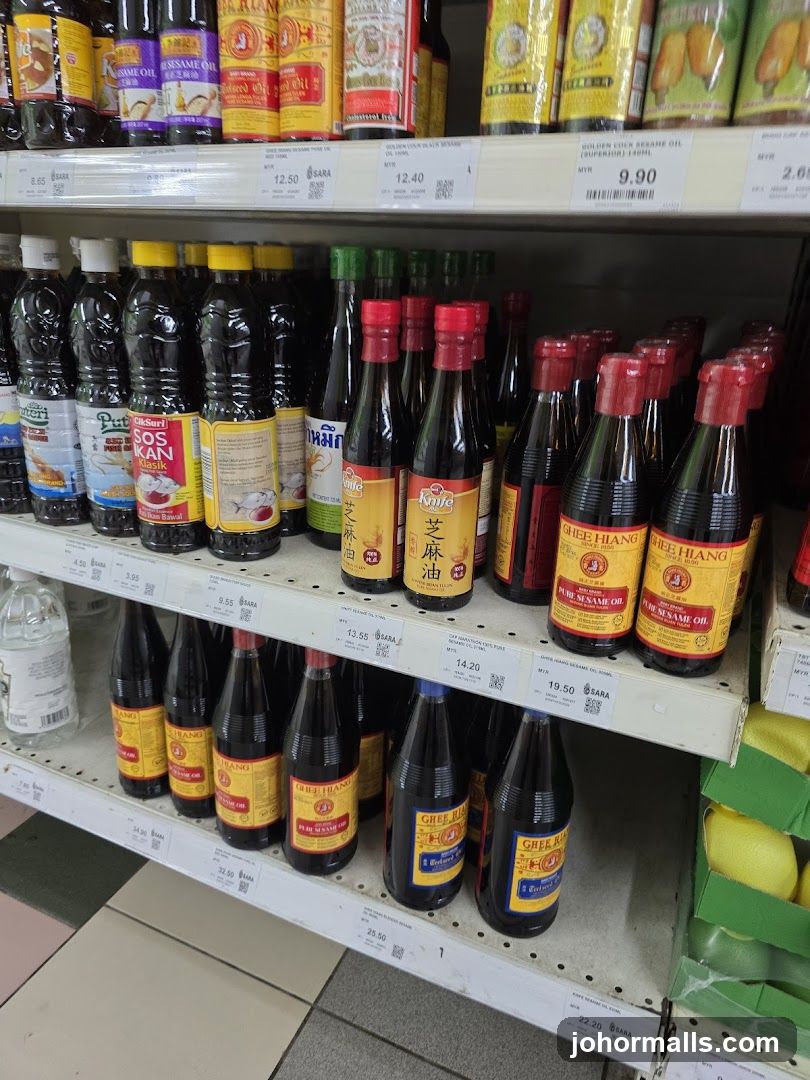 Condiments and Oils on Shelves