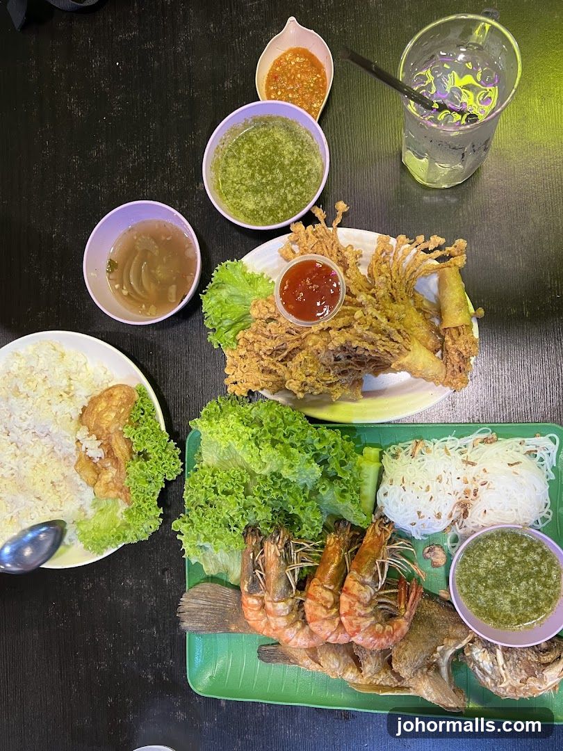 Seafood Platter with Rice and Noodles
