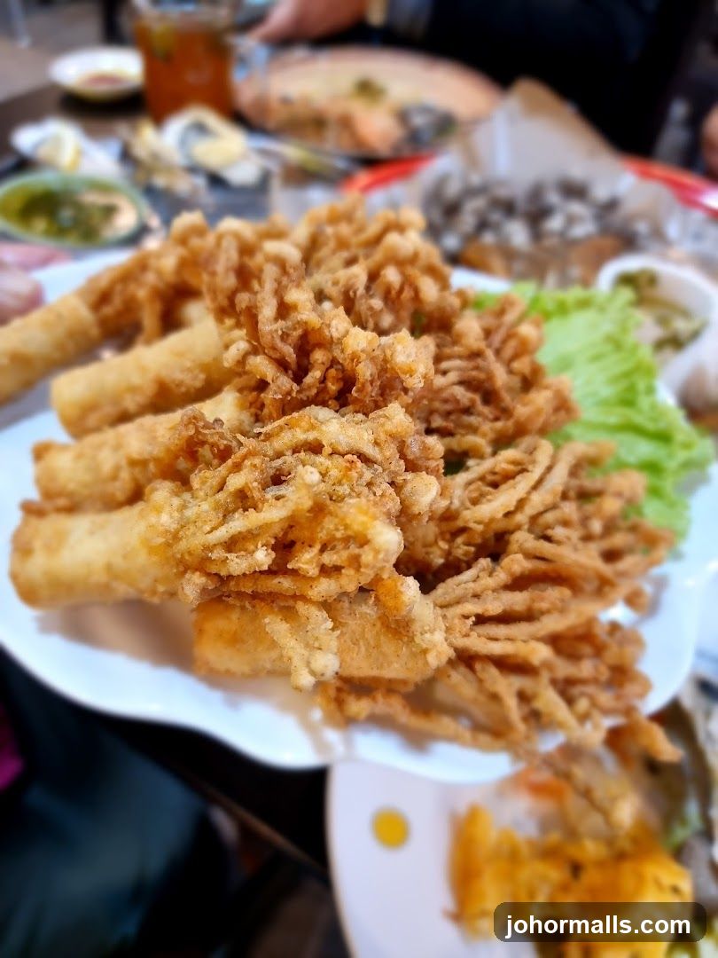 Fried Enoki Mushrooms and Spring Rolls
