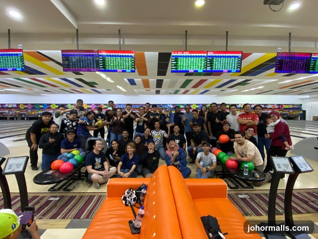 Group of people at a bowling alley