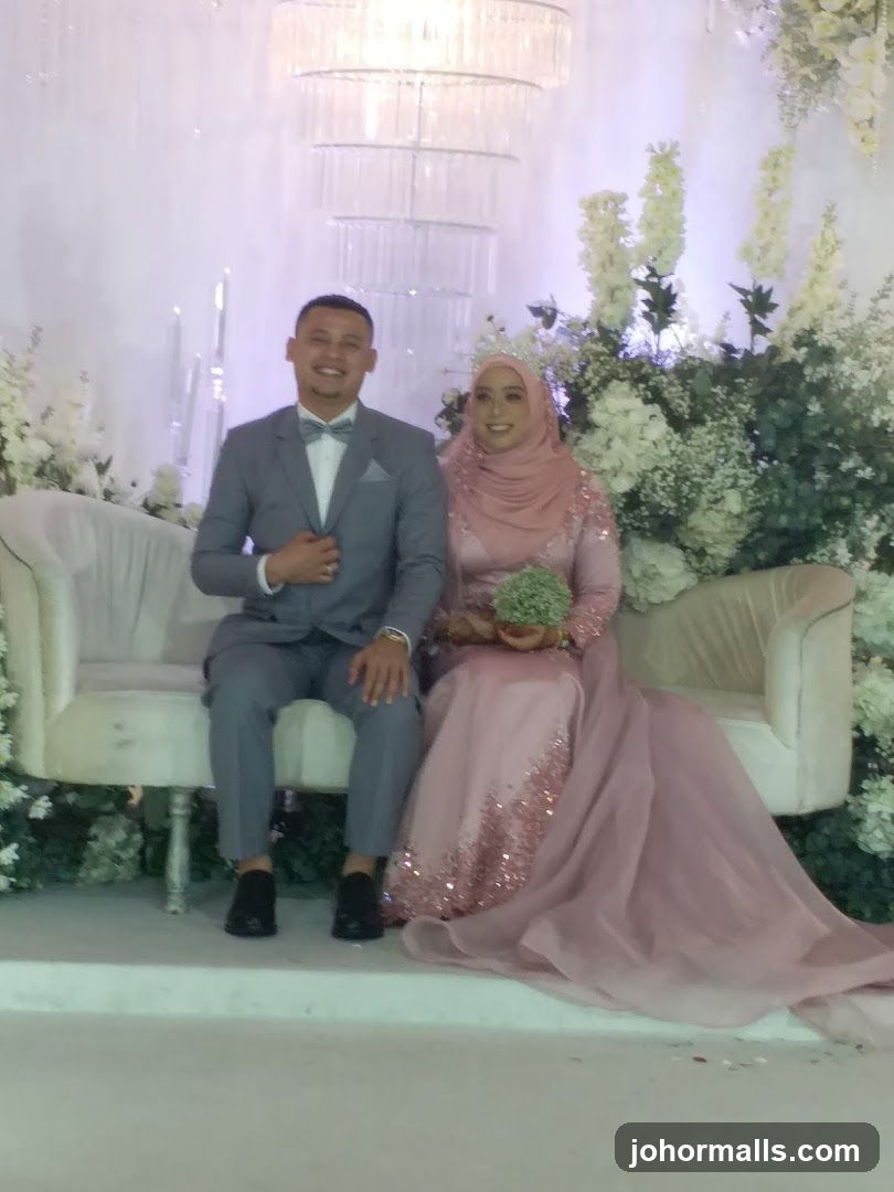 Wedding Couple Posing on a Sofa