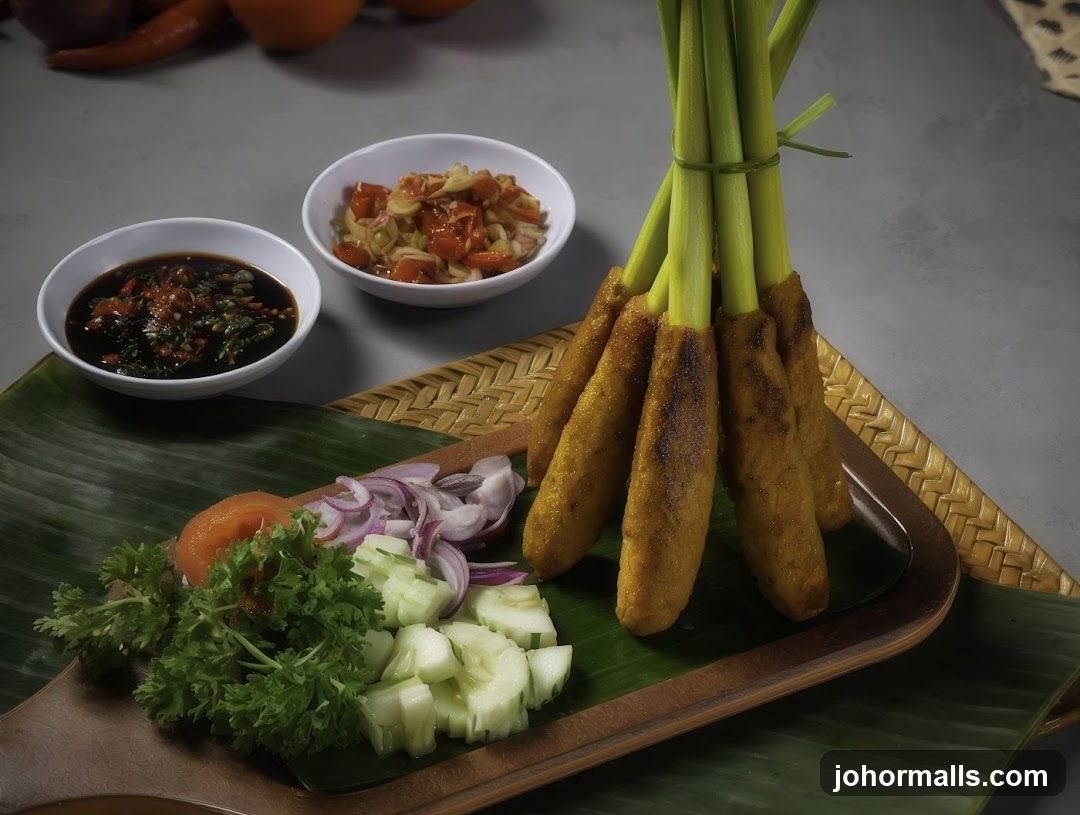 Lemongrass Skewers with Condiments