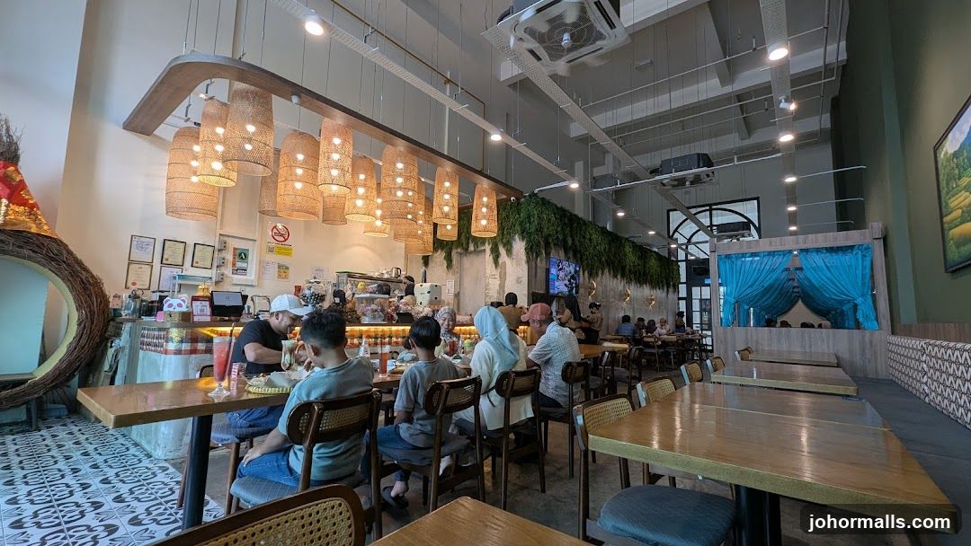 Interior of a cafe with customers