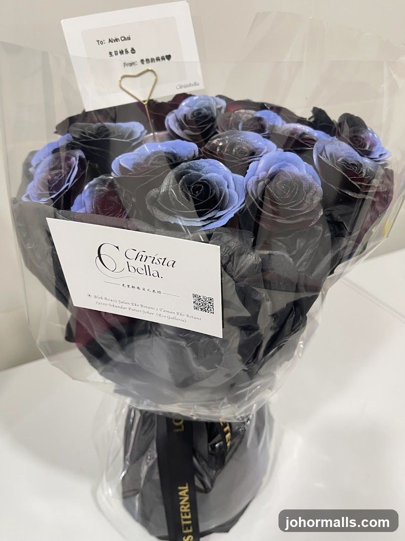 Bouquet of Black and Blue Roses
