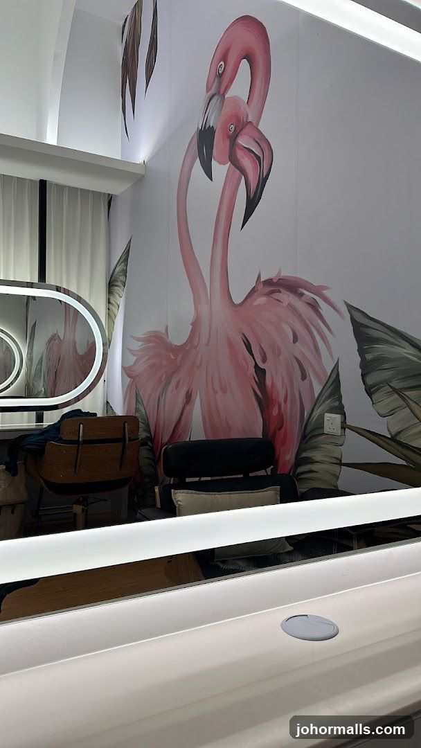 Flamingo Mural and Salon Chairs