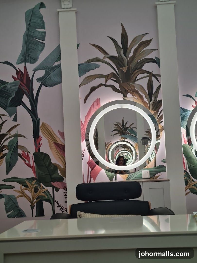 Interior with Tropical Mural and Infinity Mirrors