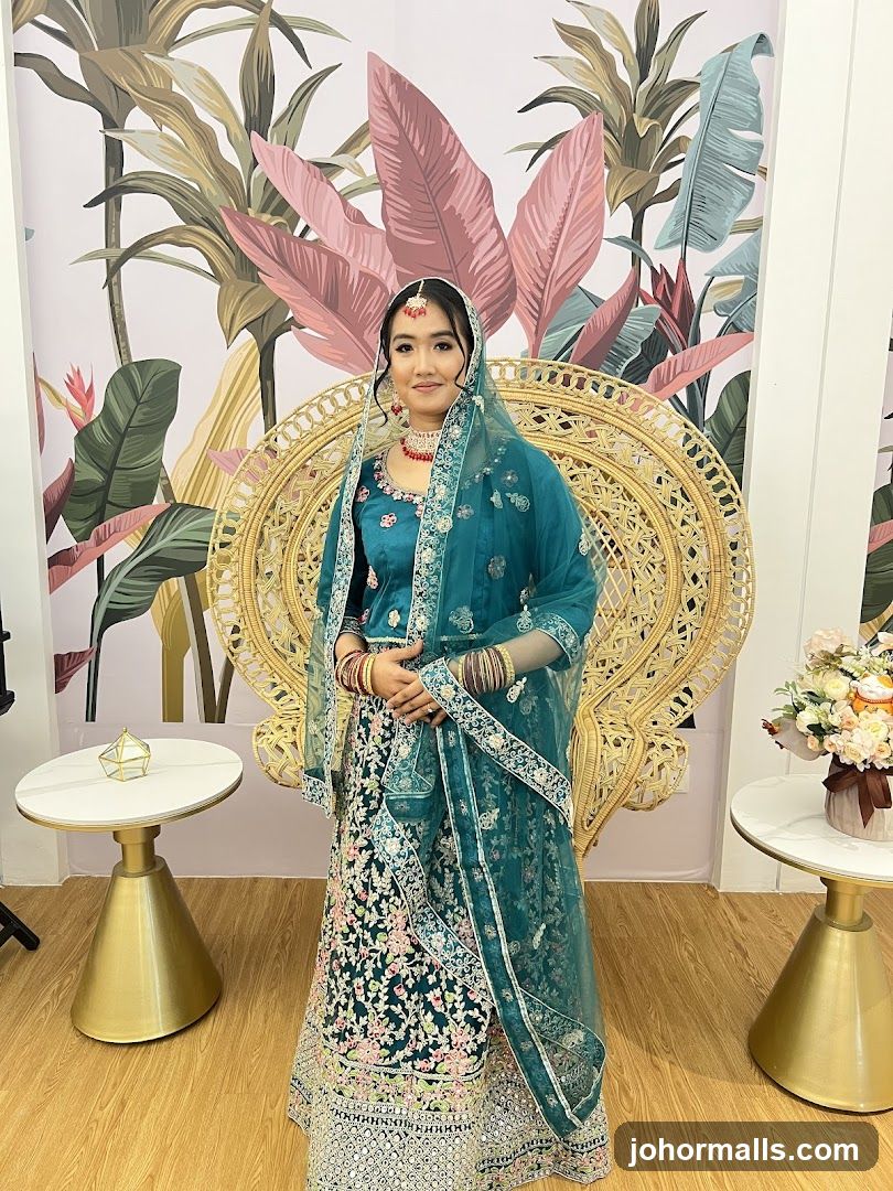 Woman in Traditional Attire Posing in a Studio