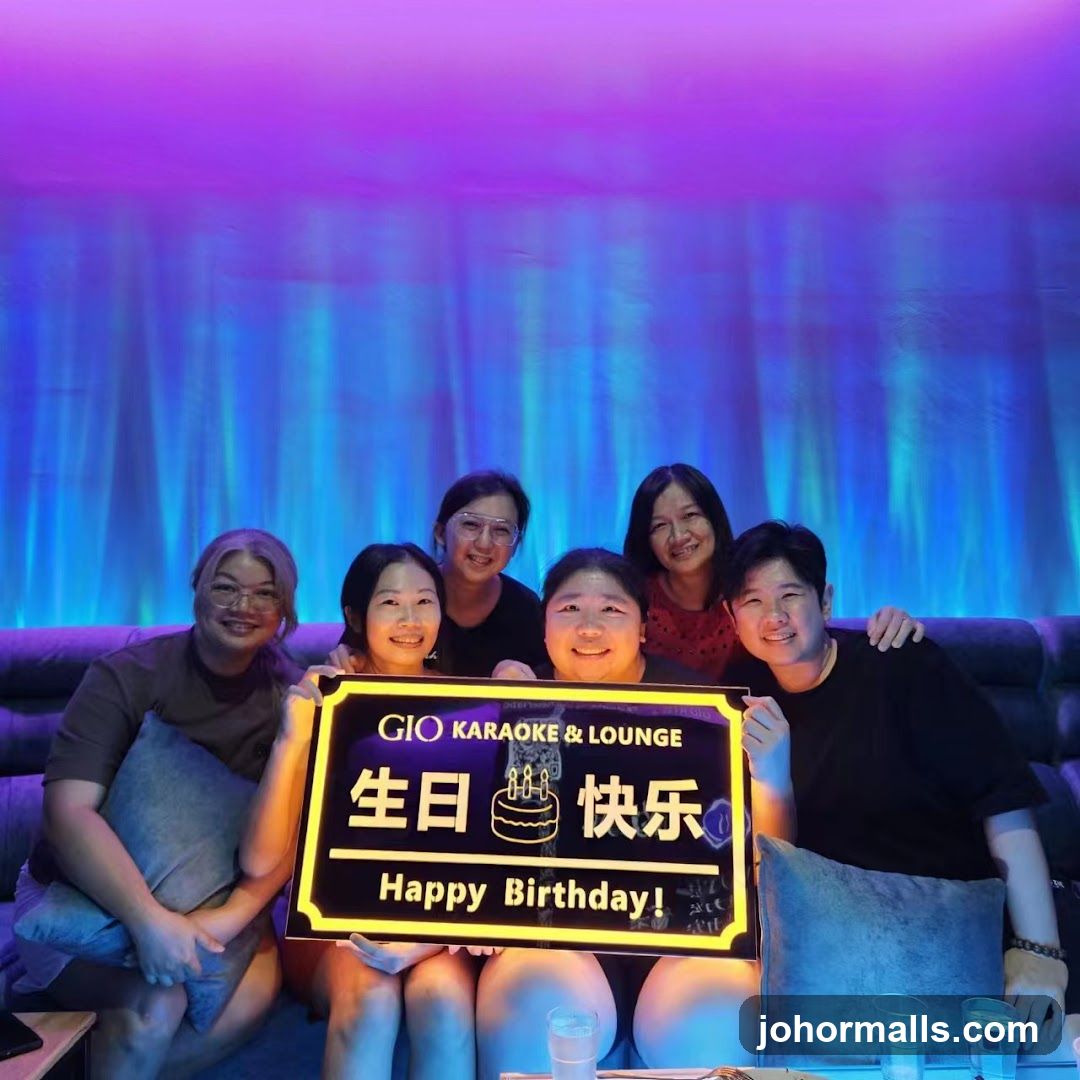 Group celebrating a birthday at GIO Karaoke & Lounge